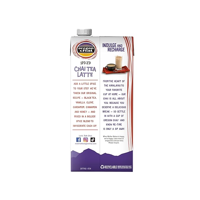 Oregon Chai Organic Spiced Chai Concentrate, 32 Fluid Ounce (Pack of 6)