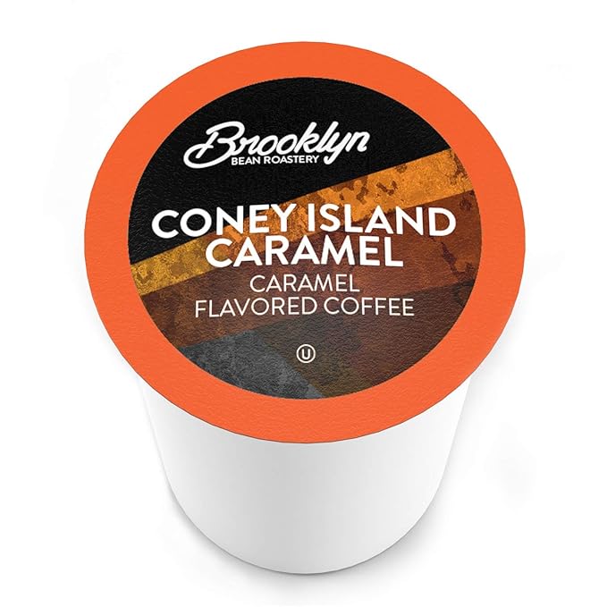 Brooklyn Beans Coney Island Caramel Gourmet Coffee Pods - Compatible with Keurig K Cup Brewers Including 2.0 Machines, 40 Count, Rich and Creamy Caramel