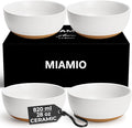 MIAMIO – Set of 4, 28 Ounce Ceramic Soup Bowls/Cereal Bowl Set for Salad, Oatmeal, Fruit, Rice – Dishwasher & Microwave Safe – Aura Collection (Creamy Cocoa, Bowls (4x))