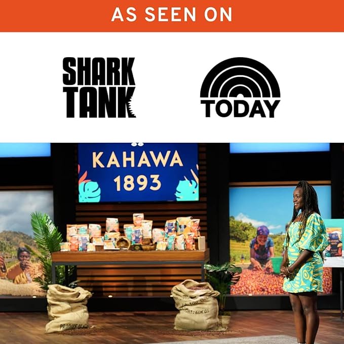 Kahawa 1893 Whole Bean Coffee Medium Roast Decaf Blend 12 Oz - As Seen on Shark Tank, Naturally Sweet, Organically Grown, Ethically & Sustainably Sourced