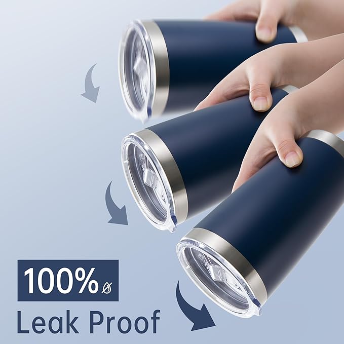 20 oz Tumbler Stainless Steel Tumblers with Lid Double Wall Vacuum Insulated Coffee Mug 20oz Powder Coated Cup for Hot and Cold Drinks, Navy, 1 pack