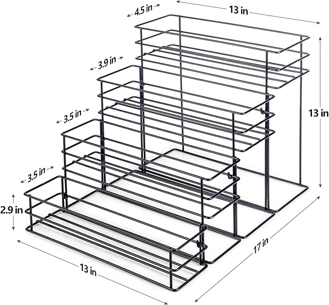 16 Bottle Capacity Coffee Syrup Organizer 4 Tier Coffee Syrup Stand Shelf for Coffee Bar Accessories for Coffee Bar Kitchen Small Wine Rack for Bar Family Storage for Syrup Wine Dressing