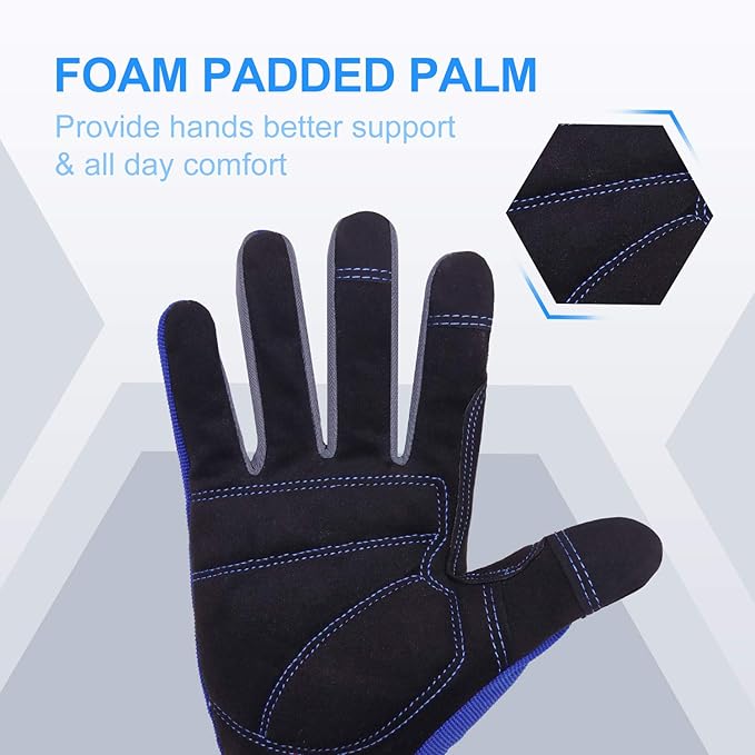 HANDLANDY Work Gloves for Men & Women, Utility Mechanic Working Gloves Touch Screen, Flexible Yard Work Gloves