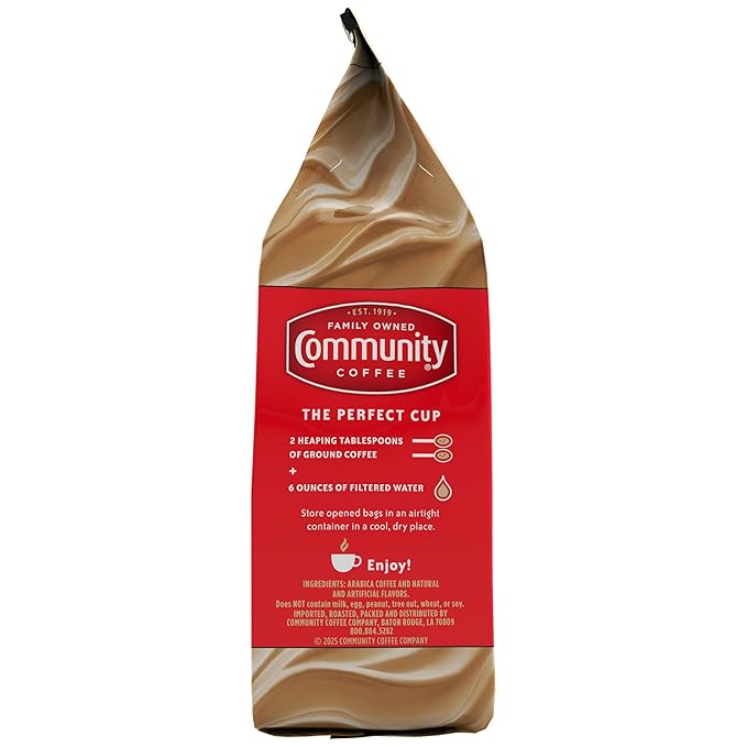 Community Coffee Hazelnut Creme Flavored 72 Ounces, Medium Roast Ground Coffee, 12 Ounce Bag (Pack of 6)