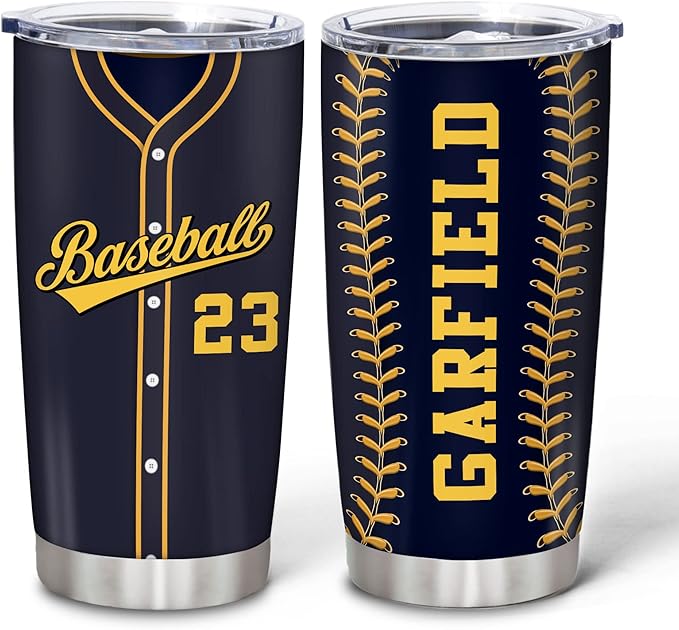 Hyturtle Personalized Baseball Tumbler Baseball Players Design Stainless Steel Double Walled Vacuum Insulated Tumblers 20oz30oz Coffee Travel Mug Cup Christmas Gift For Men Boys Friends Dad Sports Fan