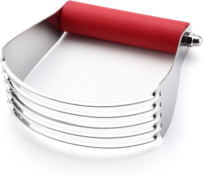 Spring Chef Large Red Dough Blender For Baking, Professional Heavy Duty Dough Cutter Tool with Thick Blades, Stainless Steel Puff Pastry Cutter Tool, Dishwasher Safe Pastry Blender for Easy Mixing