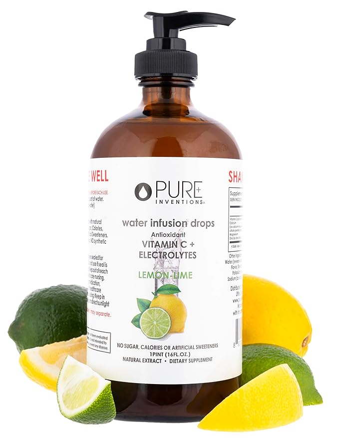 Pure Inventions - Lemon Lime Water Infusion Drops - Antioxidants, Vitamin C & Electrolytes - Health & Wellness Drink -Immunity Support -Sugar Free, Zero Calorie, No Artificial Sweeteners -500 Servings