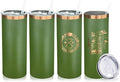 20 oz Skinny Tumblers Bulk 4 Pack, Stainless Steel Insulated Tumbler with Lids and Straws, Slim Double Wall Powder Coated Travel Coffee Mug Reusable Cup for Hot Cold Drinks (Army Green,4 pack)