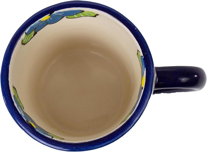 Encantada Handmade Hand-Painted Authentic Mexican Pottery Mugs (Multi Blue Green)