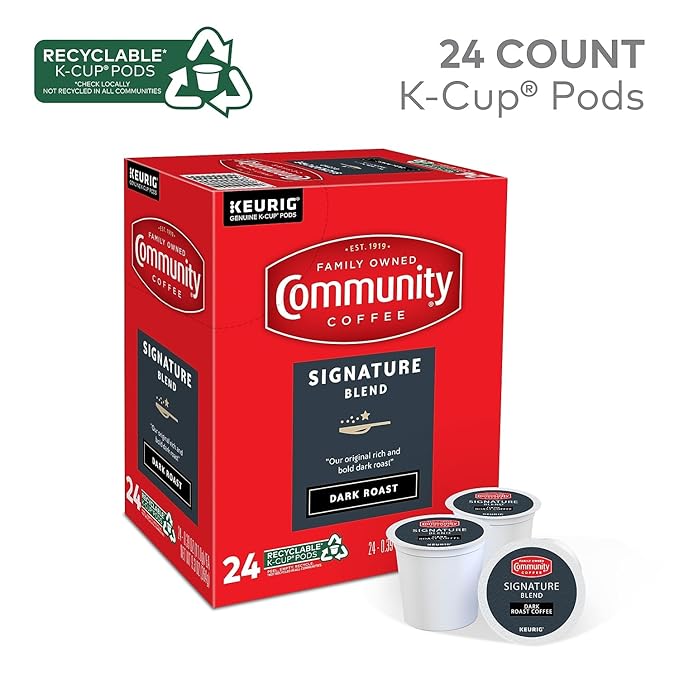 Community Coffee Signature Blend 24 Count Coffee Pods, Dark Roast, Compatible with Keurig 2.0 K-Cup Brewers, 24 Count (Pack of 1)