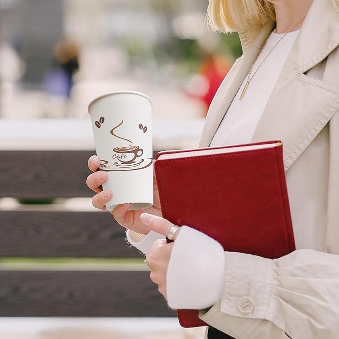 Lamosi 180 Pack 16 OZ Coffee Cups, Disposable Paper Cups for Hot/Cold Beverage, Disposable Cups 16 oz, Leak-Free Paper Coffee Cups for Cafe, Restaurant, Office and Home