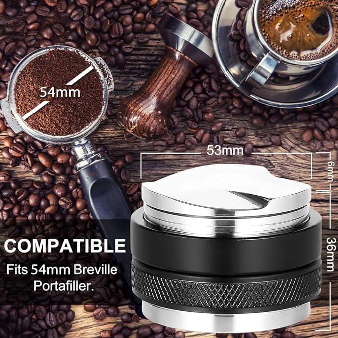 Premium Barista Espresso Tamper Set 53mm Aluminum and Stainless Steel (53mm, Aluminum Handle)