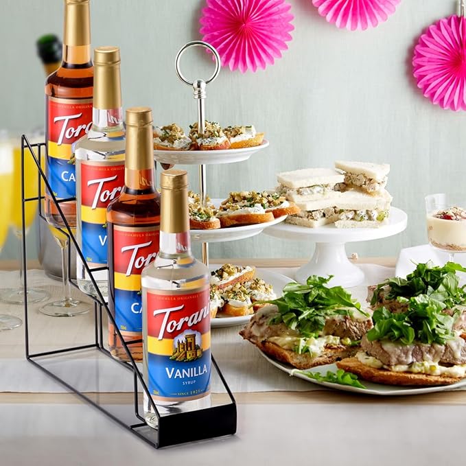Coffee Syrup Rack for Coffee Bar Accessories, Fits with Torani and Monin Syrup, Coffee Bar Organizer Holds 4 Bottles 2 Pack