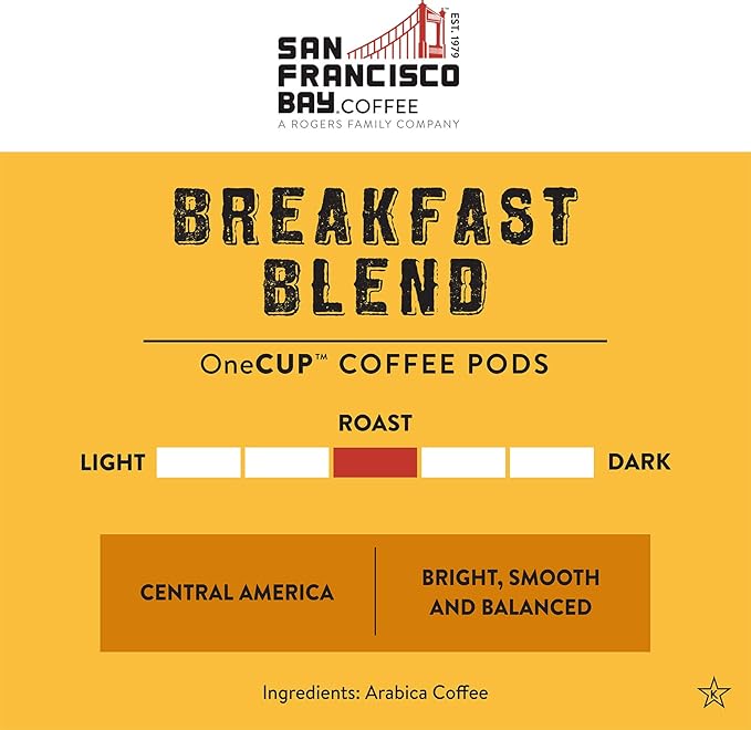 San Francisco Bay Compostable Coffee Pods - Breakfast Blend (36 Ct) K Cup Compatible including Keurig 2.0, Medium Roast