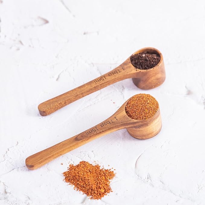 Wooden Coffee Scoop Wooden Measuring Spoons, 5.5 Inch Measuring Scoop Wooden Scoops forJars Containers, Sugar, Pantry Canisters, Laundry Detergent(1 Tbsp+2 Tbsp)