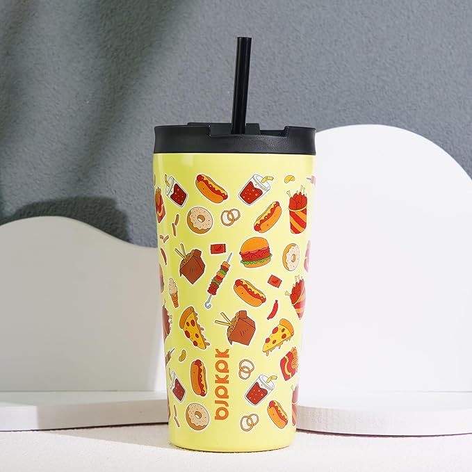 BJPKPK 34oz Skinny Tumbler With lid And Straw Stainless Steel Travel Coffee Mug Insulated Tumblers Cups,Yummy