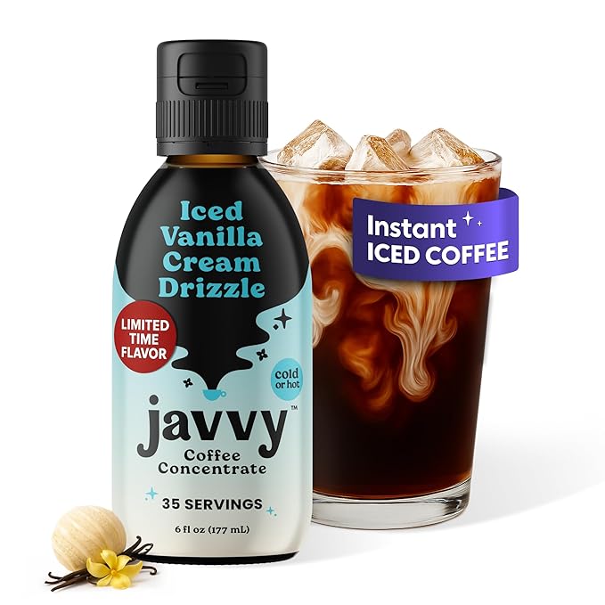 Coffee Concentrate - Limited Release Flavors - Cold Brew Coffee, Perfect for Hot or Iced Instant Coffees, Hot Drinks, Cold Brew Concentrate, 35 Servings - Iced Vanilla Cream Drizzle