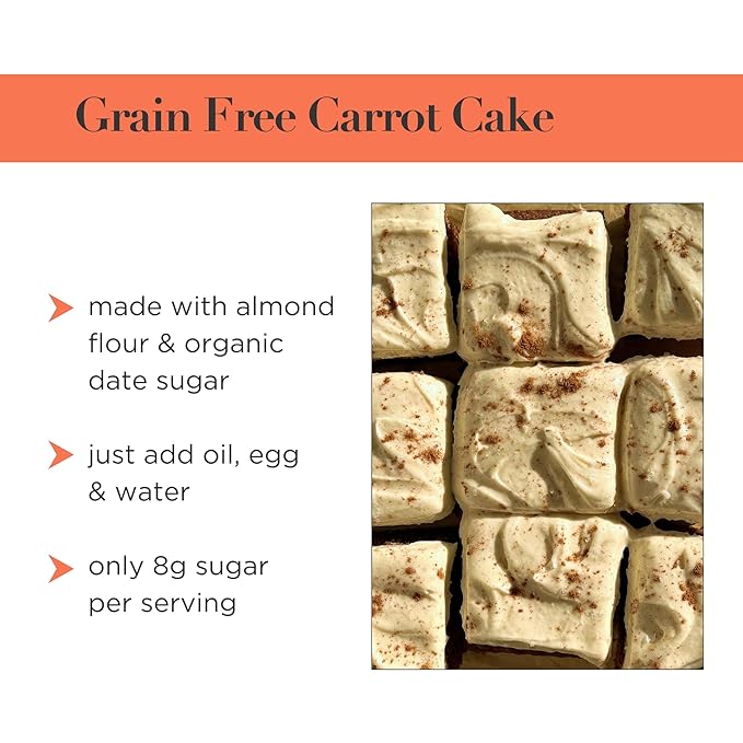 Stellar Eats Grain-Free Carrot Cake & Muffin Baking Mix | Gluten-Free, Dairy-Free, Plant-Based, Paleo-Friendly | Sweetened with Date Sugar | Almond Flour-Based | Makes 1 Loaf or 12 Muffins | 1 Pack