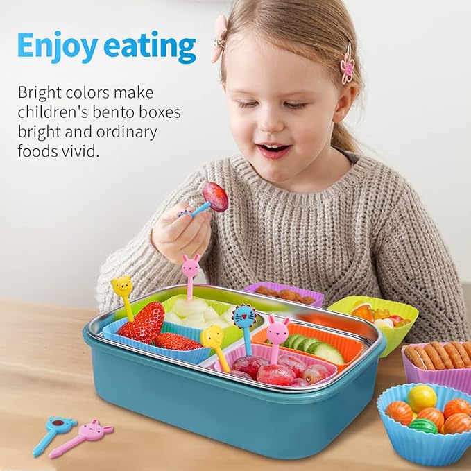 Silicone Lunch Box Dividers, 46 Pcs Bento Bundle Lunch Box Kit for Kids Lunch Accessories, BPA Free, Dishwasher Safe