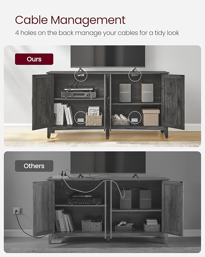 VASAGLE LIRY Collection - Storage Cabinet, Buffet Cabinet, Sideboard, Credenza, with Adjustable Shelves, for Living Room, Entryway, Antique Charcoal ULSC381T04