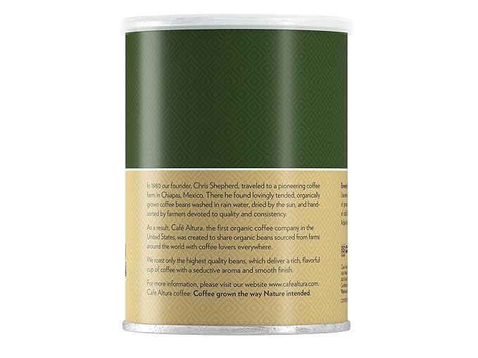 Cafe Altura Organic Coffee, Fair Trade Dark Blend, Ground Coffee, 12 Ounce Can