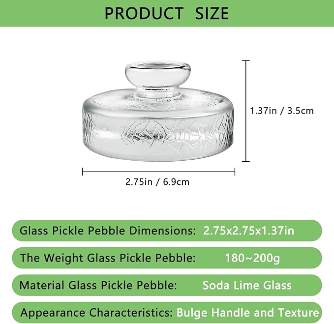 Artcome 5-Pack Glass Fermentation Weights with Easy Grip Handle and Unique Texture Design for Large Wide Mouth Mason Jars
