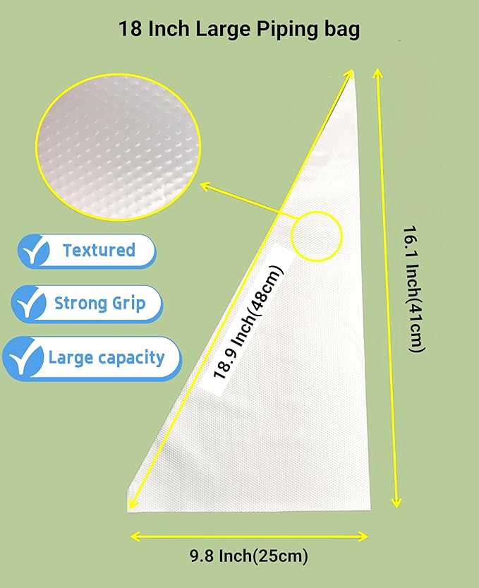18 Inch Large Piping Bags - 100 Pack Disposable Pastry Bags - Thick Anti-Burst Pastry Icing Frosting Piping Bags For Decorating Cupcakes Cakes Cookies (Large 18 Inch-100 Pack)