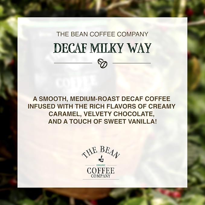 The Bean Organic Coffee Company Water Processed DECAF Milky Way, Medium Roast, Ground Coffee, 16-Ounce Bags (Pack of 2), Café Molido Tostado Orgánico descafeinado