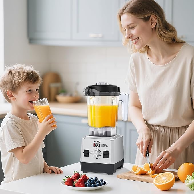Aeitto Blenders for Kitchen with 68Oz. Large Capacity, 1800W Max Power Smoothie Blender, 3 Preset Programs & 7 Speeds, Professional Countertop Blender for Smoothies, Ice Crush, Generation2 Silver