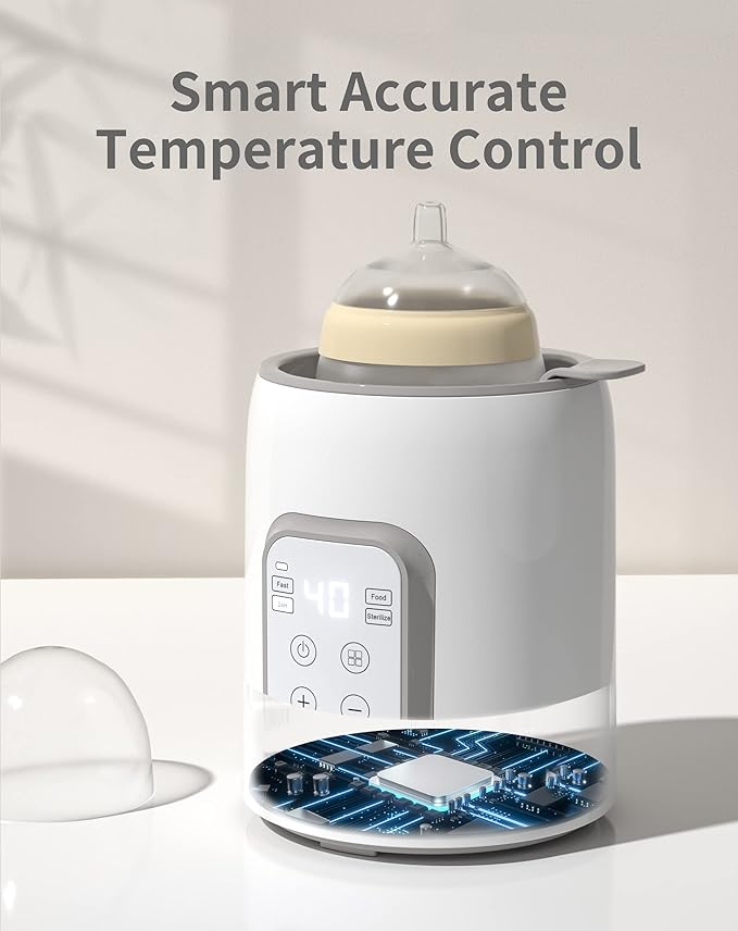 Bottle Warmer, GROWNSY 8-in-1 Fast Baby Milk Warmer with Timer for Breastmilk or Formula, Accurate Temperature Control, with Defrost, Sterili-zing, Keep, Heat Baby Food Jars Function