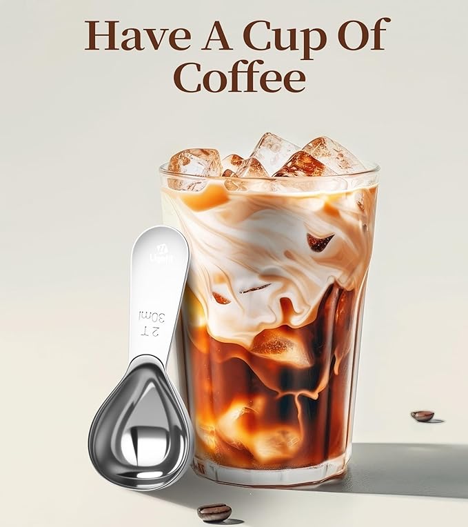 Coffee Scoop for Ground Coffee, 2 Tablespoon 304 Stainless Steel Coffee Measuring Scoop Heavy-Duty, Short Handle for Canisters, Espresso & Baking