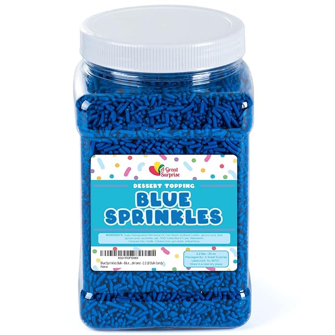 Blue Sprinkles - 2.2 Pounds - Patriotic Toppings for Ice Cream, Cupcakes, Baby Shower Jimmies