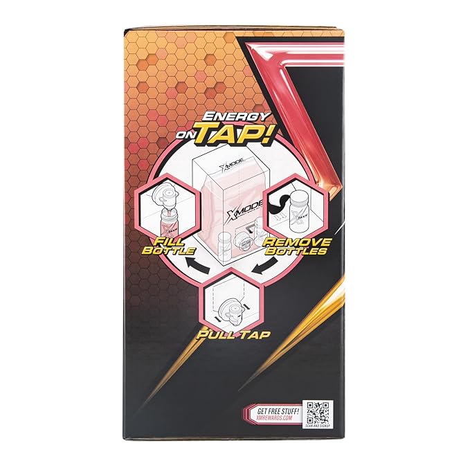 XMODE Energy Shots on Tap (Peach Lightning Flavor) – 100 Serving Dispenser with Refillable Bottles for On-Demand Energy at 150mg Caffeine Per Oz