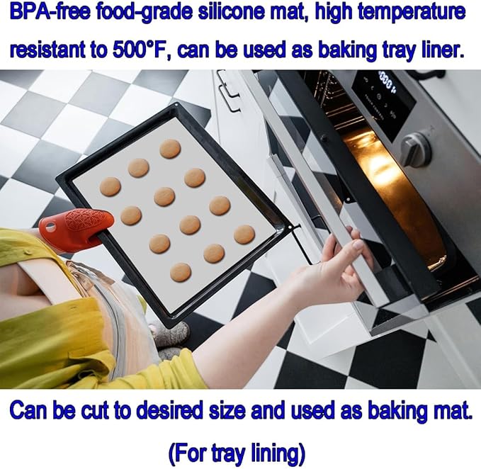 Silicone Mat - Non-Stick, Reusable & Heat Resistant Up to 500°F, Fits Resin Crafts, Dishwasher Safe for Baking, Cookies, Pastry (48” x 24”)