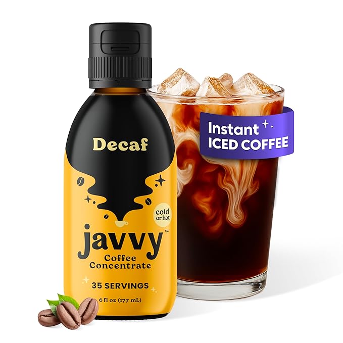 Javvy Coffee Concentrate - Cold Brew Coffee, Perfect for Hot or Iced Instant Coffees, Hot Drinks, Cold Brew Concentrate, 35 Servings - Original Decaf