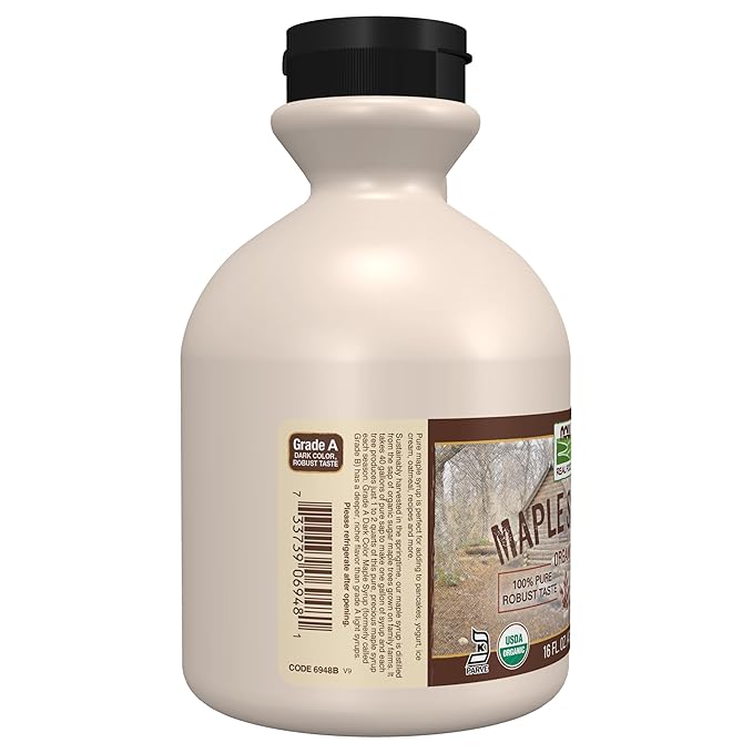 NOW Foods, Certified Organic Maple Syrup, Grade A Dark Color, Certified Non-GMO, Pure, Robust Taste, 16-Ounce
