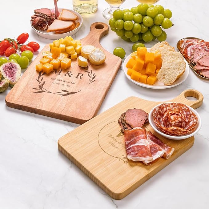callie Personalized Cutting Board with Monogrammed Name, Wooden Kitchen Cutting Boards with Handle, Reversible Cheese Serving Tray, Housewarming Gifts for Family