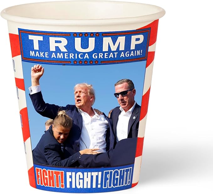 Smygoods Trump Design Disposable Paper Coffee Cups (12 OZ, 50 Count) For Hot Beverages, Tea, Espresso, Cocoa - To Go Drink Containers, Café & Office