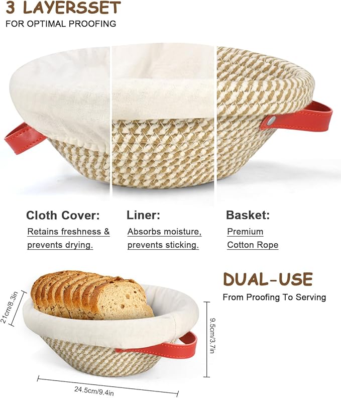 Sourdough Starter Kit Banneton Bread Proofing Basket Set w/Heating Mat,Sourdough Bread Baking Supplies, Sourdough Starter Warmer Mat,Sour Dough Kit Tools,Sourdough Kit Gifts for Bakers Women Wife Mom
