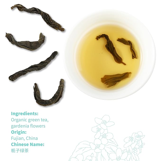 Essencesip Gardenia Green Tea Loose Leaf, 4oz Tin – 4-Round Floral Scented with Fresh Gardenia Blossoms, Creamy Aroma and Gentle Caffeine
