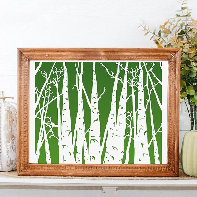 Tree Stencils for Painting on Wood Leaf Vine Stencil Large Bird Branch Stencils for Crafts Reusable for Wall Furniture Canvas Decor
