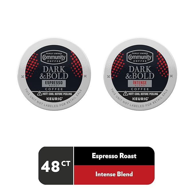 Community Coffee Dark & Bold Variety 48 Count Keurig K-Cup Coffee Pods, Extra Dark Roast, 48 Count (Pack of 1)