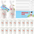 50 Sets Plastic Christmas Snowman Soup Kits for Classroom Coworker Exchange Gift 16 oz Winter Snowman Marshmallow Cups with Soup Tags Clear Xmas Bag for Hot Cocoa Chocolate