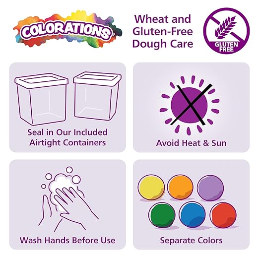 Colorations Wheat & Gluten Free Dough, 6 Classic Colors, ea 1.5 lb | Non-Toxic, Play Dough, Bulk Set, Sensory Kit, Party Favors, Classroom Pack