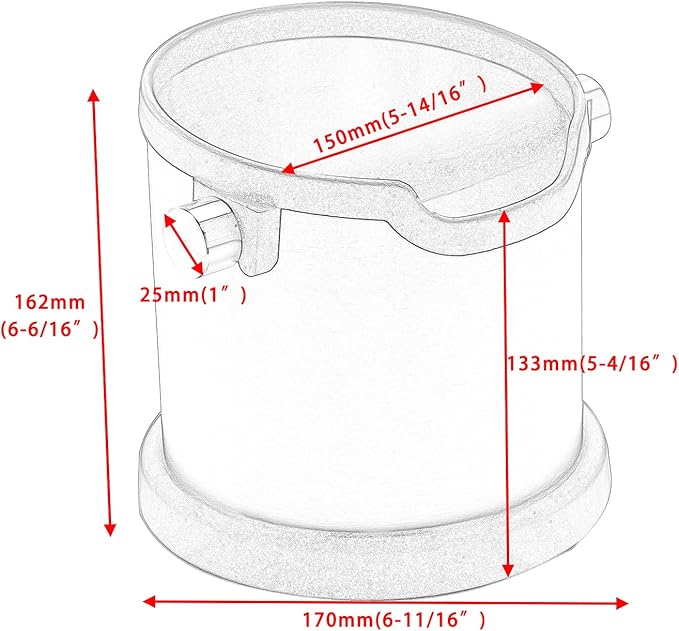 Espresso Knock Box, Capacity 60.8oz/1800ML Stainless Steel Coffee Grounds Container Waste Bin Coffee Tools for Barista and Non-slip Base (Black)