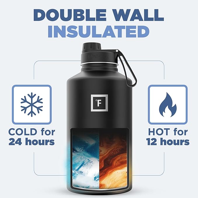 IRON °FLASK Camping & Hiking Hydration Flask with 3 Lids - Stainless Steel, Double Walled & Vacuum Insulated Water Bottle - Leak Proof & BPA Free (Bubble Gum, Spout - 64 oz)