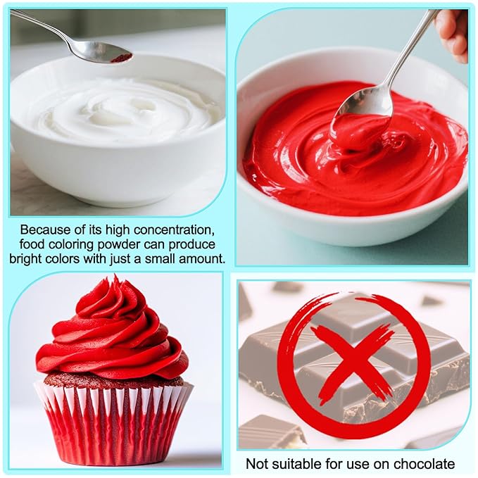 Food Coloring Powder - 15 Bright Colors Flavorless Food Dye, High Concentrated Upgraded Food Coloring for Icing, Baking, Cake Decorating, Cooking, Frosting - 5g/bottles