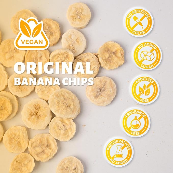 DARLAC FARMS Freeze Dried Banana Chips Pack 2, 5.29 Oz/Each, Premium Organic Crispy Crunchy Natural Healthy Fruit Snacks for Kids, Adults & All Ages, No Sugar Added