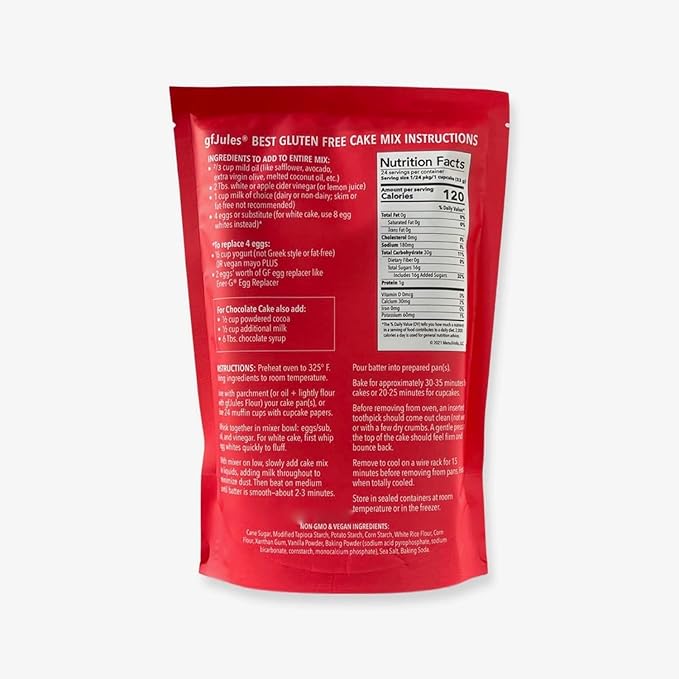 gfJules Certified Gluten Free Cake Baking Mix | Makes 2 Layer Cakes or 24 cupcakes | No Grit, Non-GMO, Vegan | Certified Top 9 Allergen-Free & Kosher | 29 Ounces