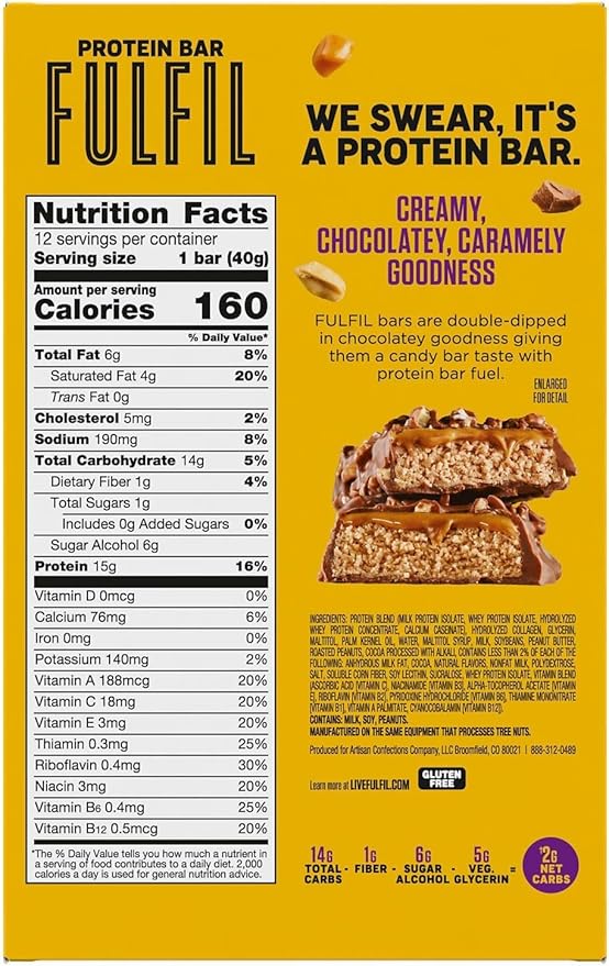 FULFIL Protein Snack Bars, Best Sellers Variety Pack, Gluten Free with 15g Protein, Pantry Staples, 12 Count
